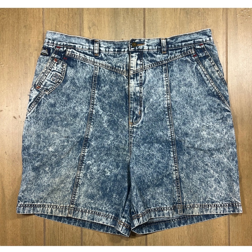 Vintage Lee Acid Wash Denim High Waisted Cargo Shorts Blue 80s 90s Utility